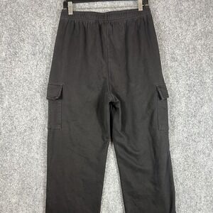 Automate Cargo Pants M black Solid Straight Leg Drawstring Cargo Pockets